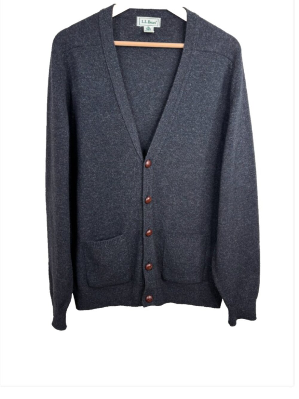VTG LL Bean Cardigan Mens M Charcoal Gray Lambswool Made in Scotland READ